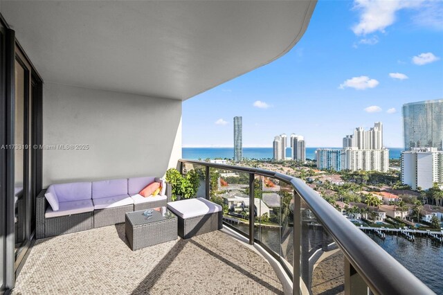 balcony with a water view