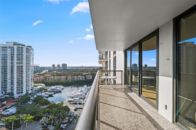 19667 Turnberry Way Unit 20B, Aventura, FL 33180 - balcony with view of marina, a city view, and a water view