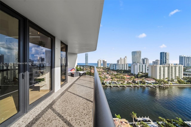 balcony with a water view