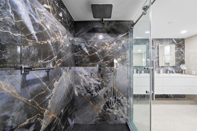 19667 Turnberry Way Unit 20B, Aventura, FL 33180 - bathroom with a marble finish shower and vanity