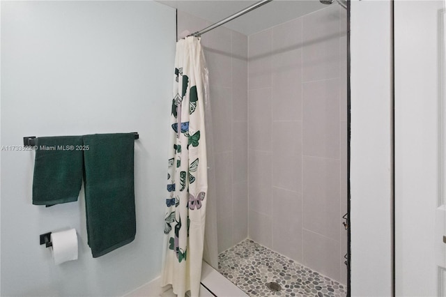 bathroom with a stall shower