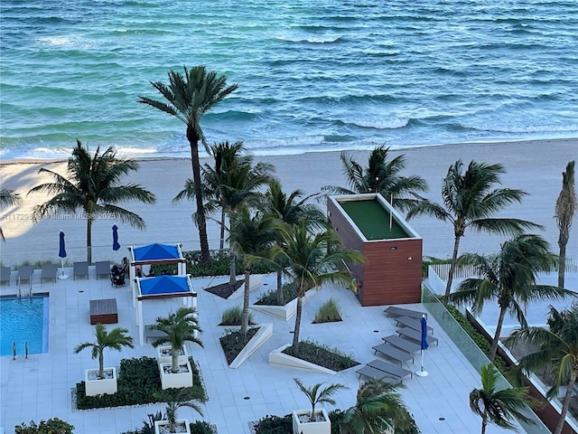 view of water feature featuring a view of the beach