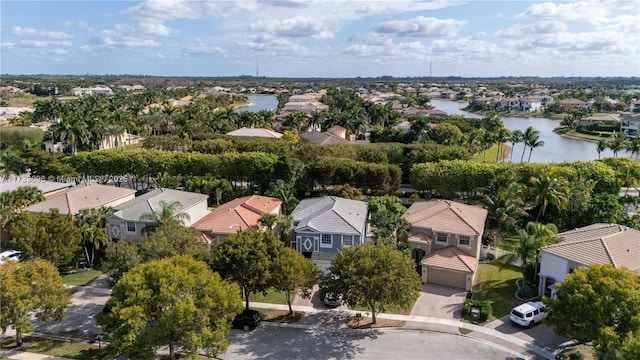 bird's eye view featuring a water view