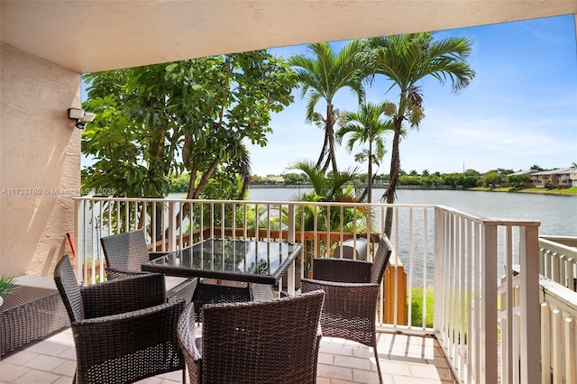 balcony with a water view