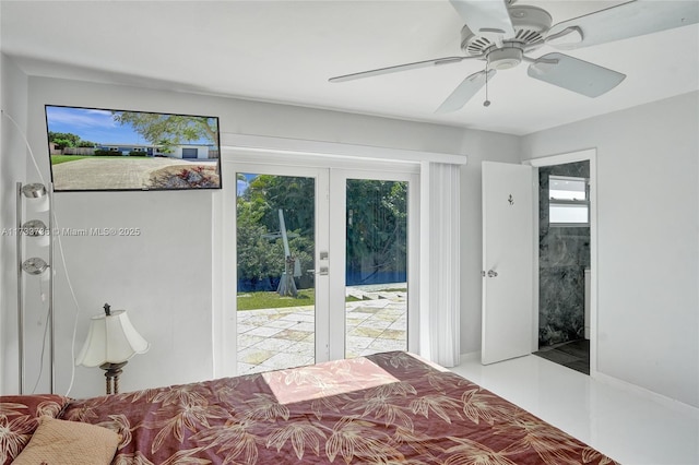 2720 SW 19th St, Fort Lauderdale, FL 33312 - bedroom featuring access to outside, french doors, and ceiling fan