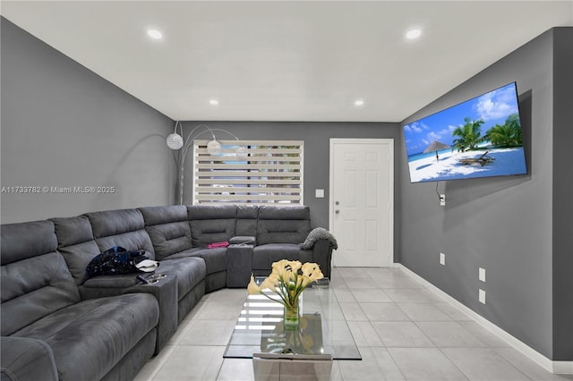 view of tiled living room