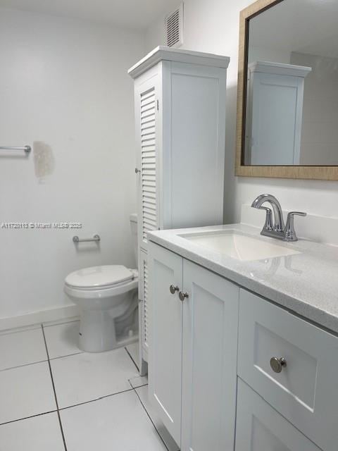 bathroom featuring tile patterned floors, vanity, and toilet