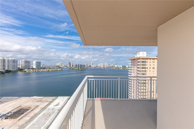 balcony with a water view