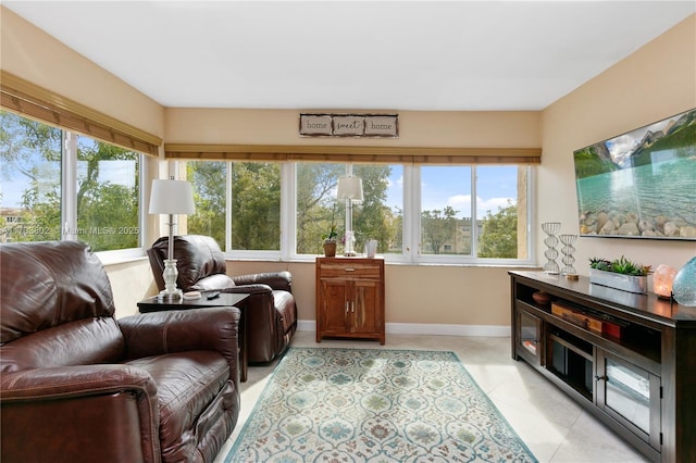 living room featuring a wealth of natural light