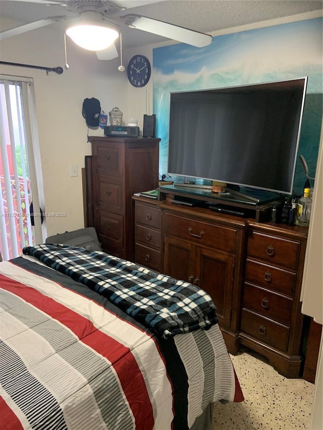 bedroom featuring ceiling fan