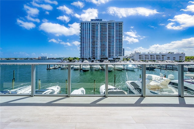 balcony with a water view