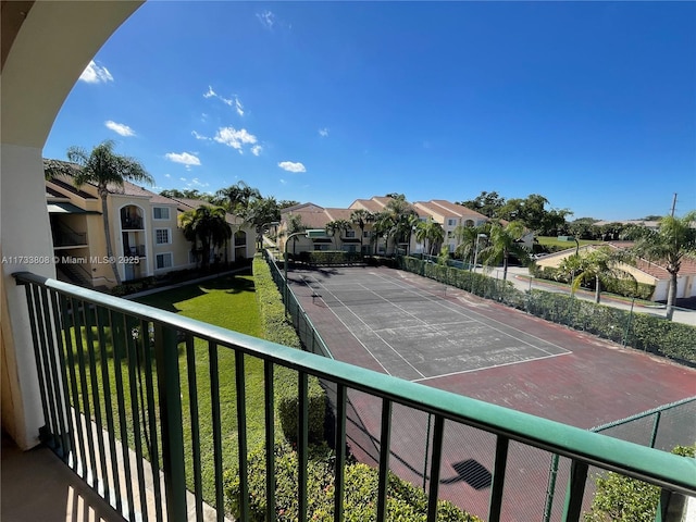 balcony with tennis court