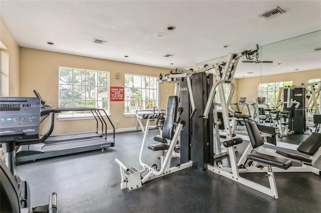 workout area with plenty of natural light