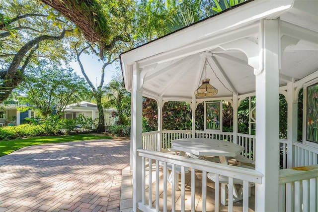 view of patio / terrace featuring a gazebo