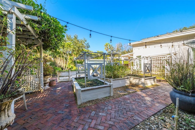 view of patio / terrace featuring a pergola