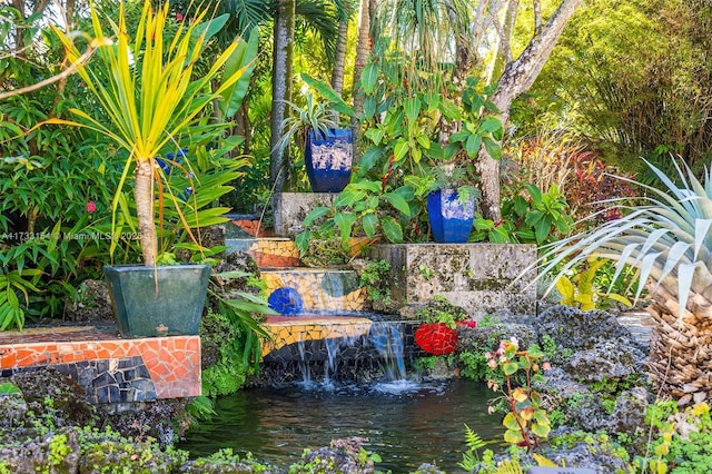 details featuring a garden pond