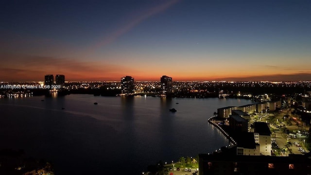 property view of water with a city view