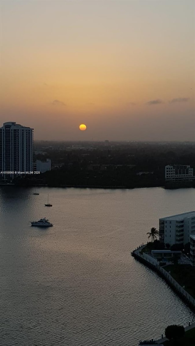 property view of water featuring a view of city