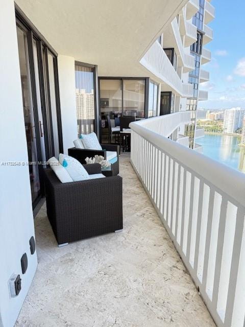 balcony with a water view