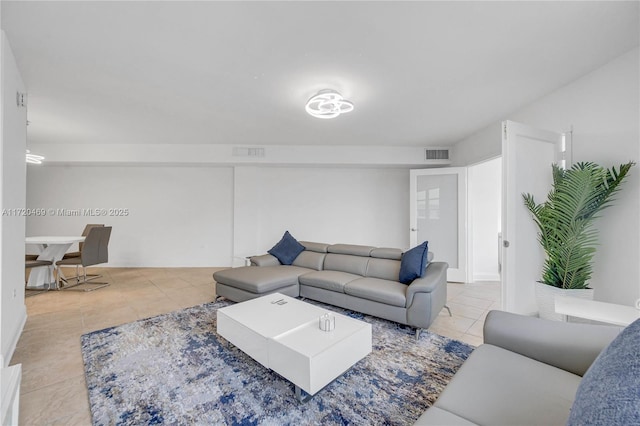 view of tiled living room