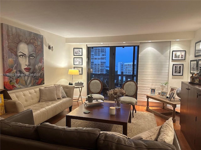 living room featuring hardwood / wood-style flooring