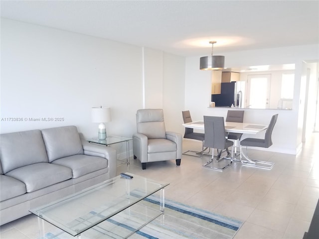 living area with baseboards