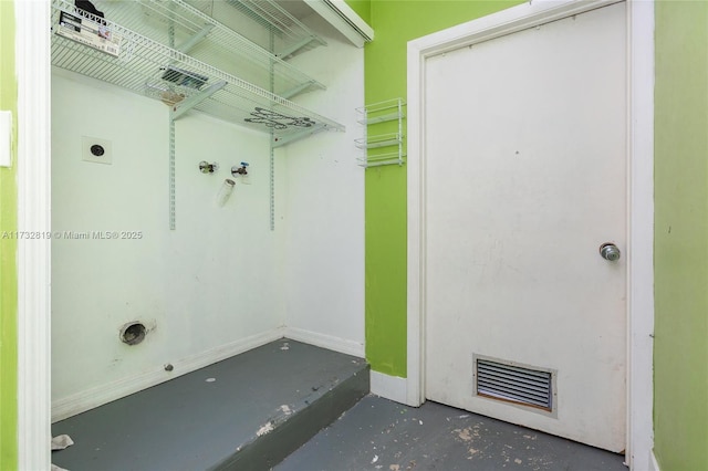 laundry room featuring washer hookup, laundry area, visible vents, and electric dryer hookup