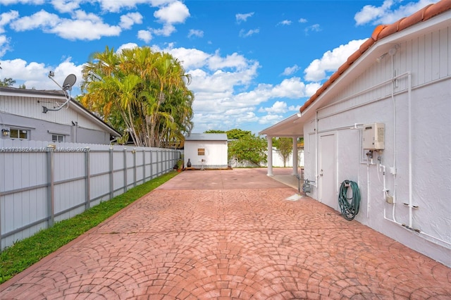 view of yard featuring a patio and a fenced backyard