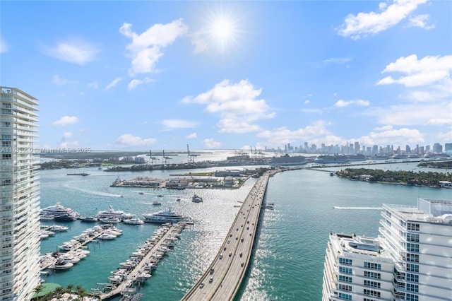 property view of water with a view of city