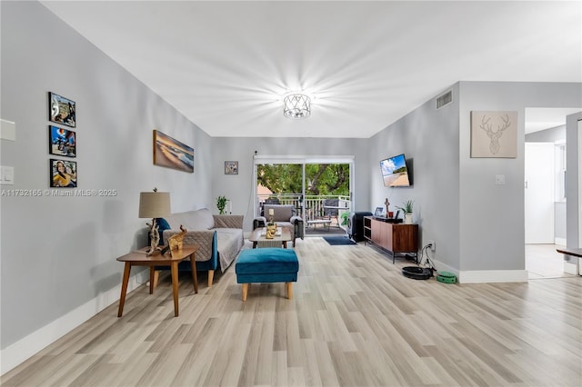 living room featuring light hardwood / wood-style flooring