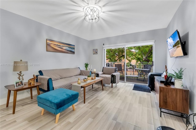 living room featuring light wood-type flooring