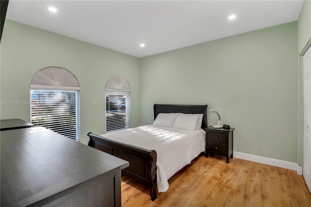 bedroom featuring light hardwood / wood-style floors