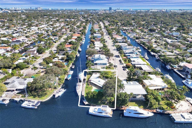 bird's eye view featuring a water view