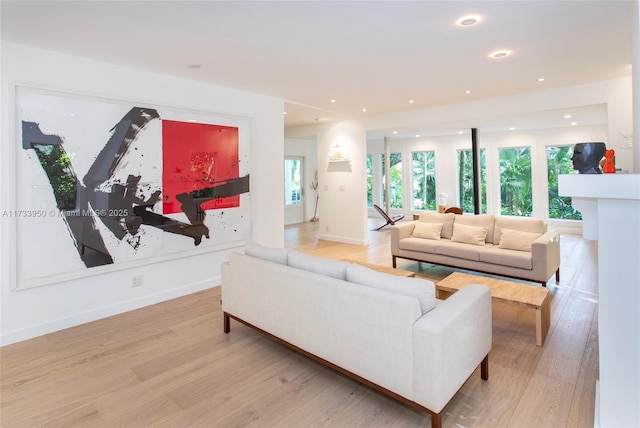 living room with light wood-type flooring