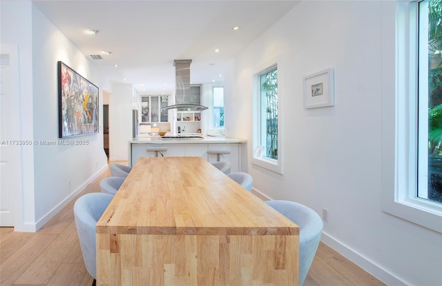 dining space featuring light hardwood / wood-style flooring