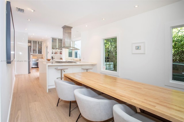 dining area featuring light hardwood / wood-style flooring