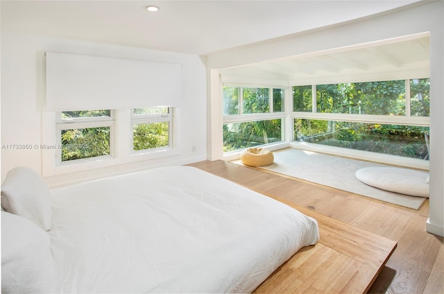 bedroom with hardwood / wood-style flooring