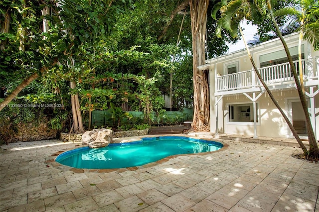 view of swimming pool with a patio area