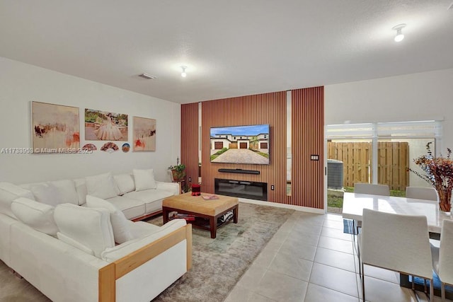 view of tiled living room