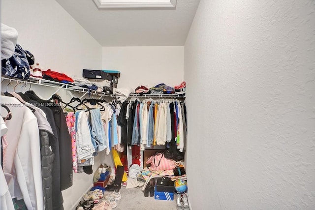 walk in closet featuring vaulted ceiling