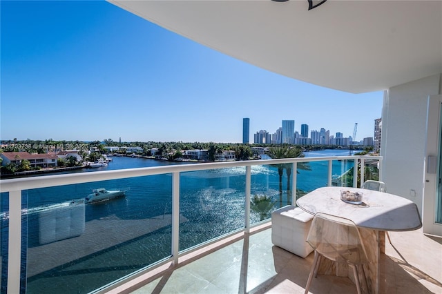 balcony with a water view