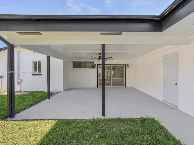 view of patio / terrace featuring ceiling fan