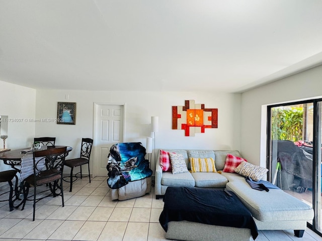 living room featuring light tile patterned floors