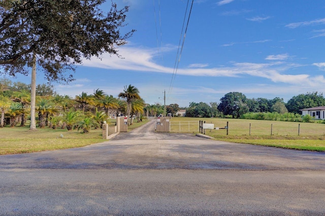 view of road featuring a rural view