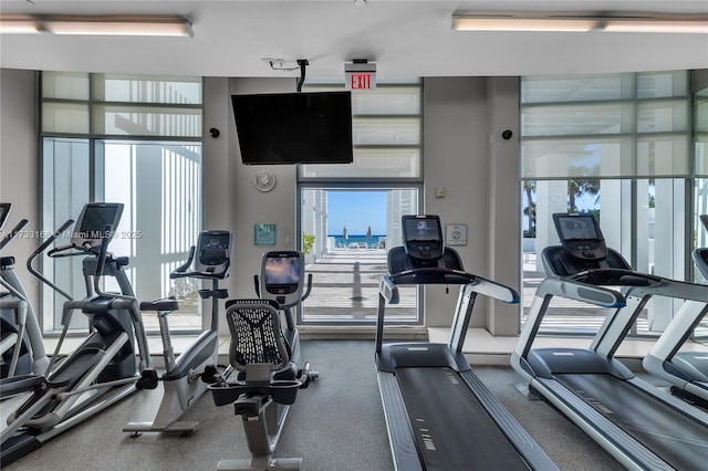 gym with plenty of natural light