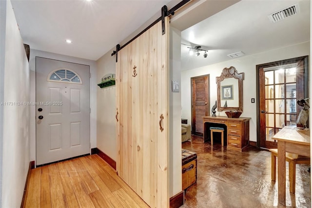 doorway with a barn door