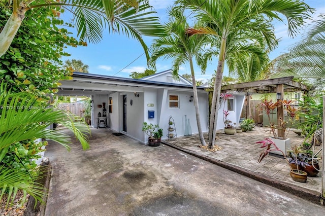 view of front of home with a patio area