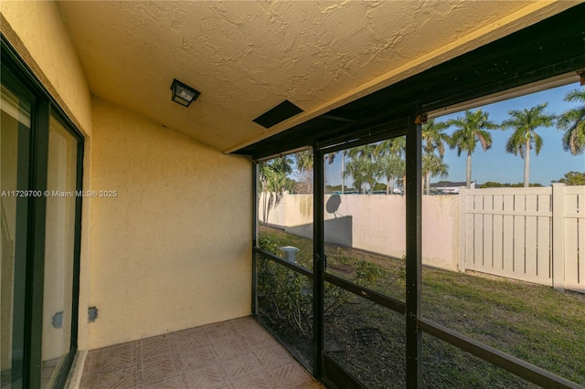 view of unfurnished sunroom