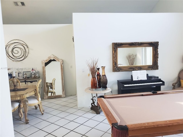 interior space featuring pool table and light tile patterned floors