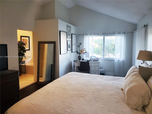 bedroom with vaulted ceiling